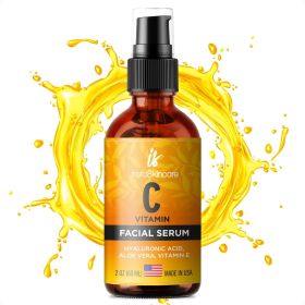 DOUBLE SIZED 2 Oz Vitamin C Serum for Face with Hyaluronic Acid and Vitamin E Brightening Face Serum Natural Anti Aging Serum with Antioxidants Reduce