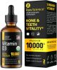 Liquid Vitamin D Drops Vitamin D3 10000 IU for Faster Absorption Helps Support Strong Bones & Healthy Heart Vit D3 for Mood & Immune System Function H