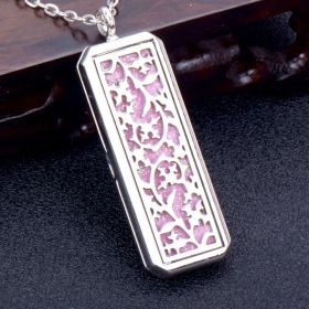 Square Essential Oil Necklace Openable Silver Pendant Perfume Accessories (style: B)