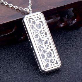 Square Essential Oil Necklace Openable Silver Pendant Perfume Accessories (style: G)