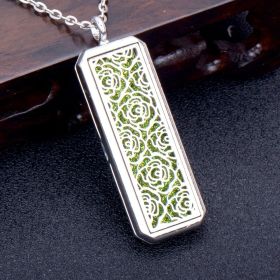 Square Essential Oil Necklace Openable Silver Pendant Perfume Accessories (style: H)