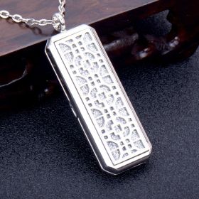 Square Essential Oil Necklace Openable Silver Pendant Perfume Accessories (style: Q)