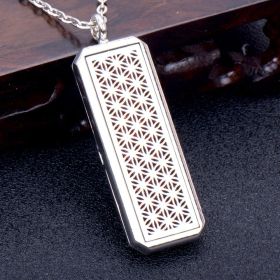 Square Essential Oil Necklace Openable Silver Pendant Perfume Accessories (style: 28)