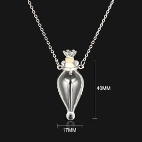 Transparent Heart-Shaped Glass Essential Oil Bottle Necklace (style: Water drop crown plug)