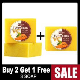 AILKE Organic Turmeric Soap Bar, Brighten, Remove Darkness and Acne, Cleaning, Exfoliates, Even Skin Tone, for Private Label (Smell: BUY 2 GET 1 FREE)