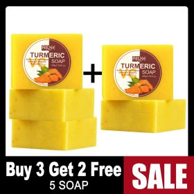 AILKE Organic Turmeric Soap Bar, Brighten, Remove Darkness and Acne, Cleaning, Exfoliates, Even Skin Tone, for Private Label (Smell: BUY 3 GET 2 FREE)