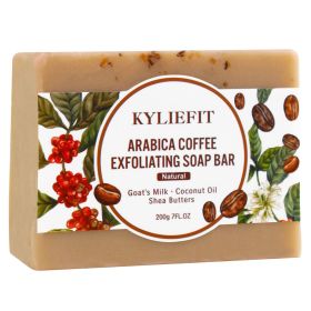 KYLIEFIT Arabica Coffee Exfoliating Soap Bar, Deep Cleaning, Moisturizing, Smooth, With Goat's Milk, Coconut Oil, Shea Butter (Smell: 1 Soap)